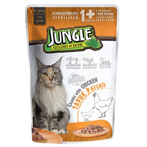 Jungle Tavuk Etli Parçalı Kısırlaştırılmış Yaş Kedi Maması 100 Gr. ürün görseli