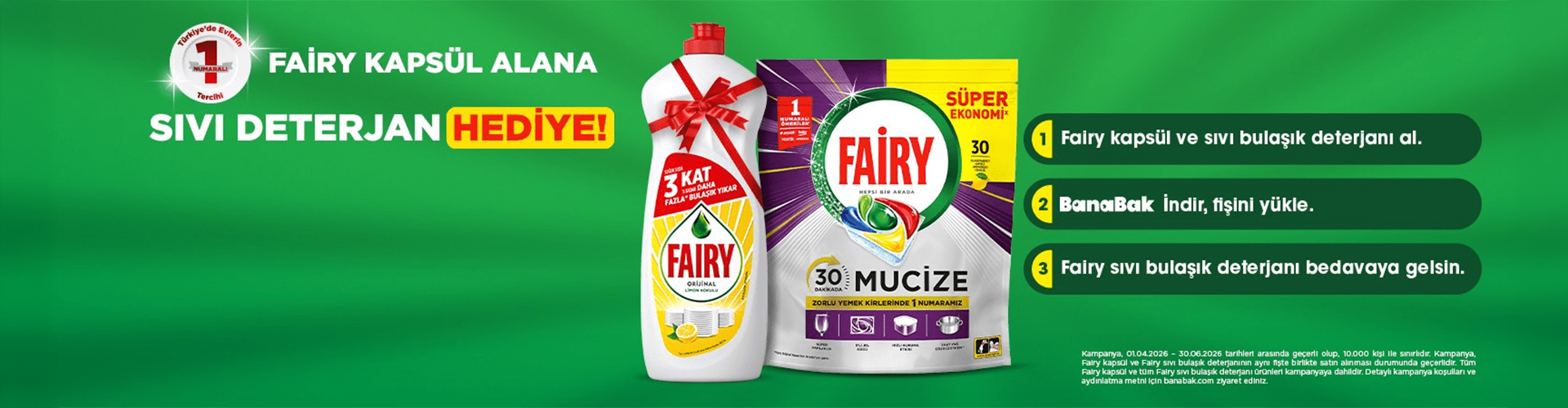 Banabak ile Fairy Sıvı Detarjan Hediye!
