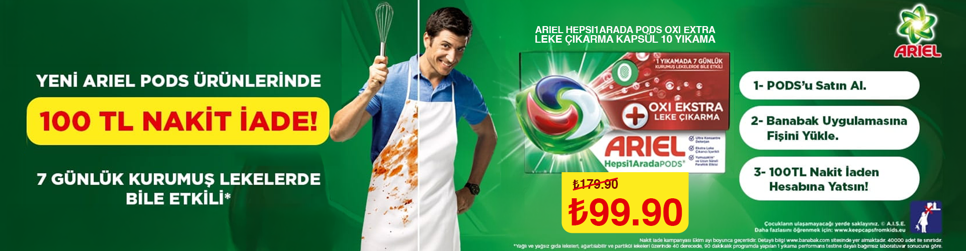 Ariel Hepsi1Arada PODS Oxi Extra Leke Çıkarma Kapsül 10 Yıkama Nakit İadesiyle