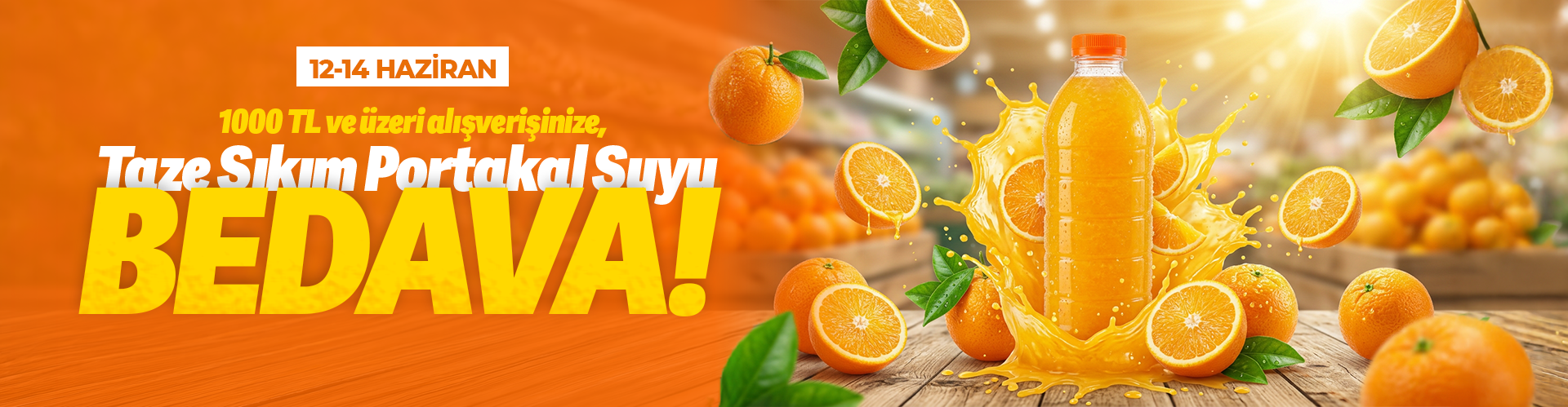 Taze Sıkım Portakal Suyu Bedava!