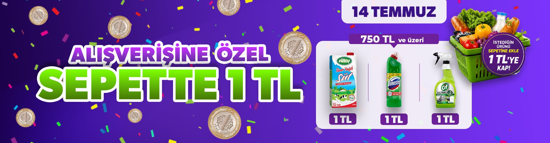 750 TL ve Üzeri Sepette 1TL!.