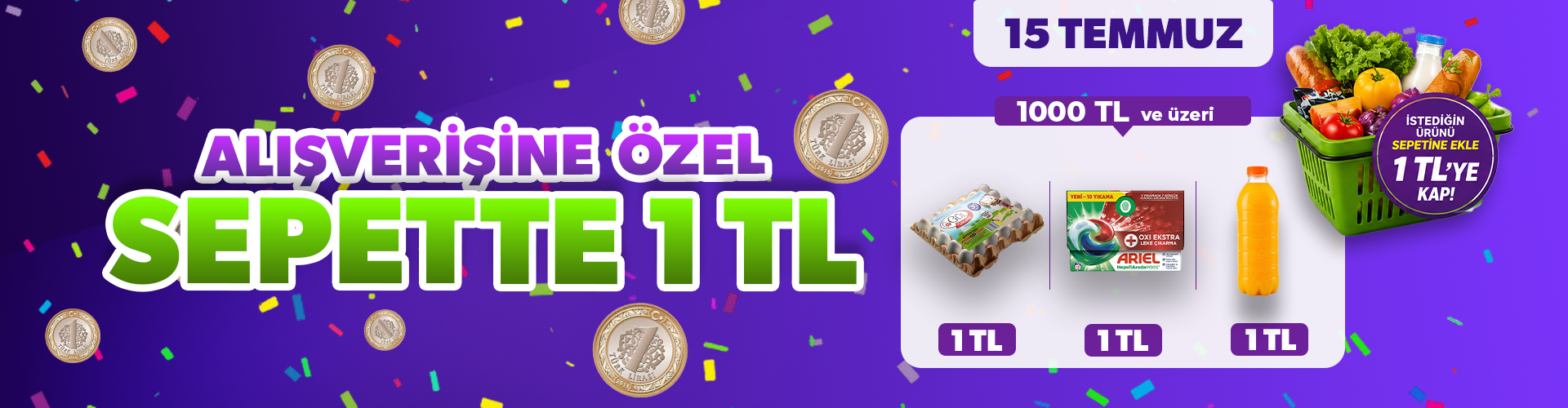 1000 Tl ve Üzeri Sepette 1TL!.