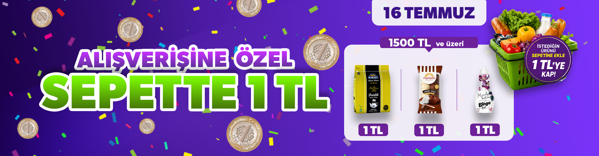 1500 TL ve Üzeri Sepette 1TL!.